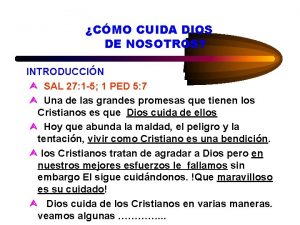 CMO CUIDA DIOS DE NOSOTROS INTRODUCCIN SAL 27