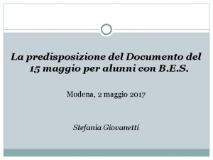 La predisposizione del Documento del 15 maggio per