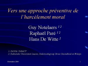 Vers une approche prventive de lharclement moral Guy