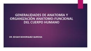 GENERALIDADES DE ANATOMIA Y ORGANIZACIN ANATOMOFUNCIONAL DEL CUERPO