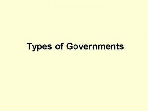 Types of Governments Classifying Government Monarchy or Republic