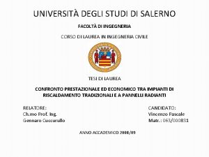 UNIVERSIT DEGLI STUDI DI SALERNO FACOLT DI INGEGNERIA