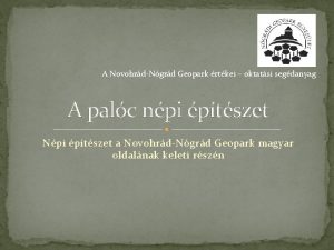 A NovohrdNgrd Geopark rtkei oktatsi segdanyag A palc