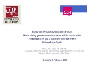 European UniversityBusiness Forum Modernising governance structures within universities