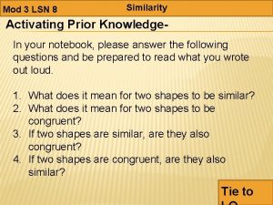 Mod 3 LSN 8 Similarity Activating Prior Knowledge