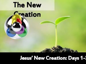 The New Creation Jesus New Creation Days 1