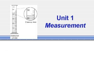 Unit 1 Measurement Measurement in Chemistry Measurment Standard