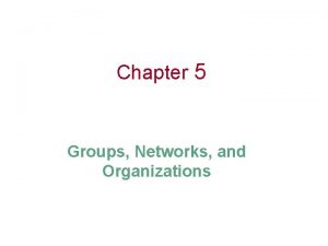 Chapter 5 Groups Networks and Organizations Human Relationships