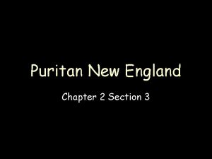 Puritan New England Chapter 2 Section 3 Puritans