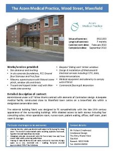 The Acorn Medical Practice Wood Street Mansfield Value