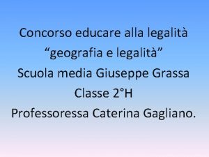 Concorso educare alla legalit geografia e legalit Scuola