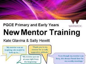 PGCE Primary and Early Years New Mentor Training