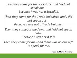 First they came for the Socialists and I
