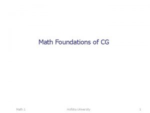 Math Foundations of CG Math 1 Hofstra University