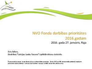 NVO Fonda darbbas priorittes 2016 gadam 2016 gada