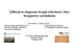 Difficult to diagnose fungal infections Non fungaemic candidiasis