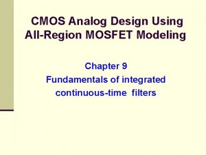 CMOS Analog Design Using AllRegion MOSFET Modeling Chapter