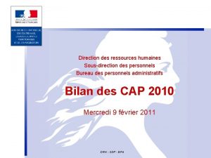 Direction des ressources humaines Sousdirection des personnels Bureau