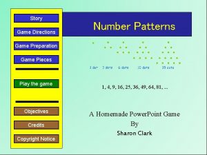 Story Game Directions Number Patterns Game Preparation Game