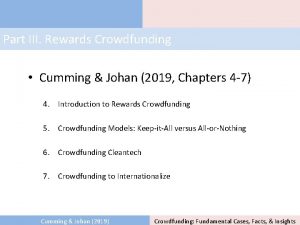 Part III Rewards Crowdfunding Cumming Johan 2019 Chapters