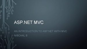 ASP NET MVC AN INTRODUCTION TO ASP NET