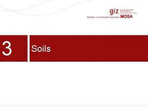 Modules on Sustainable Agriculture 3 MOSA Soils 1