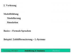 2 Vorlesung Modellbildung Modellierung Simulation Basics Formale Sprachen