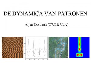 DE DYNAMICA VAN PATRONEN Arjen Doelman CWI Uv