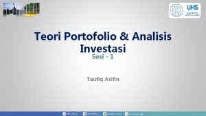 Teori Portofolio Analisis Investasi Sesi 1 Taufiq Arifin