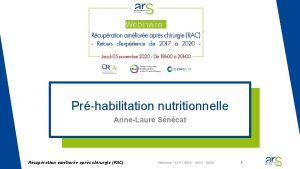 Prhabilitation nutritionnelle AnneLaure Sncat Rcupration amliore aprs chirurgie