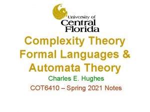 Complexity Theory Formal Languages Automata Theory Charles E