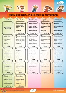 MENU ESCOLETA PIO XII MES DE NOVEMBRE Dilluns