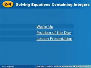 Equations Containing Integers 2 4 Solving Equations Containing