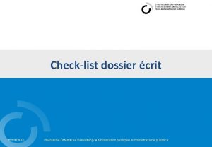 Checklist dossier crit www ovap ch Branche ffentliche