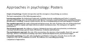 Approaches in psychology Posters Origins of psychology Wundt