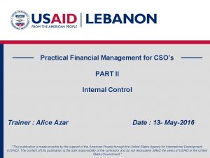 Practical Financial Management for CSOs PART II Internal