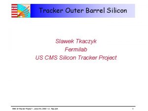 Tracker Outer Barrel Silicon Slawek Tkaczyk Fermilab US