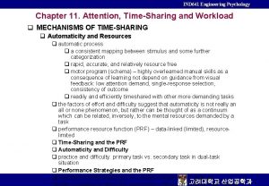 IND 641 Engineering Psychology Chapter 11 Attention TimeSharing