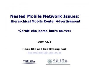 Nested Mobile Network Issues Hierarchical Mobile Router Advertisement