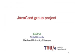 Java Card group project Erik Poll Digital Security