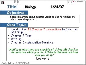 262022 Title Biology 12407 Objectives To assess learning