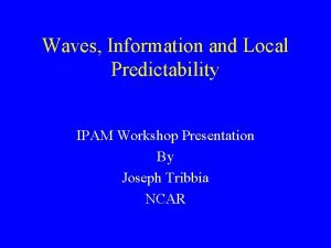 Waves Information and Local Predictability IPAM Workshop Presentation
