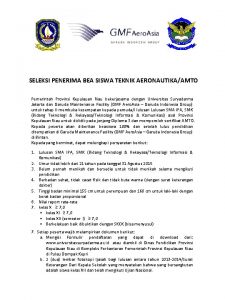 SELEKSI PENERIMA BEA SISWA TEKNIK AERONAUTIKAAMTO Pemerintah Provinsi