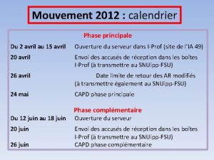 Mouvement 2012 calendrier Phase principale Du 2 avril