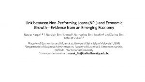 Link between NonPerforming Loans NPL and Economic GrowthEvidence