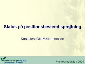 Status p positionsbestemt sprjtning Konsulent Ole Mller Hansen