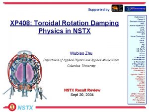 Supported by XP 408 Toroidal Rotation Damping Physics