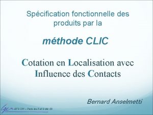 Spcification fonctionnelle des produits par la mthode CLIC