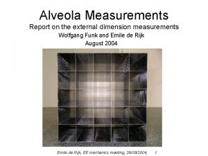 Alveola Measurements Report on the external dimension measurements