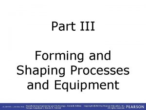 Part III Forming and Shaping Processes and Equipment